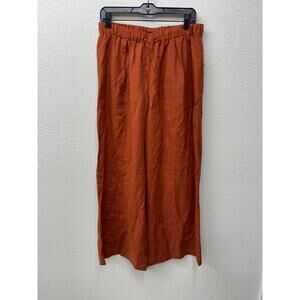 Massimo Dutti Pants Women's Size 8 Terracotta 100% Linen Wide Leg Pants